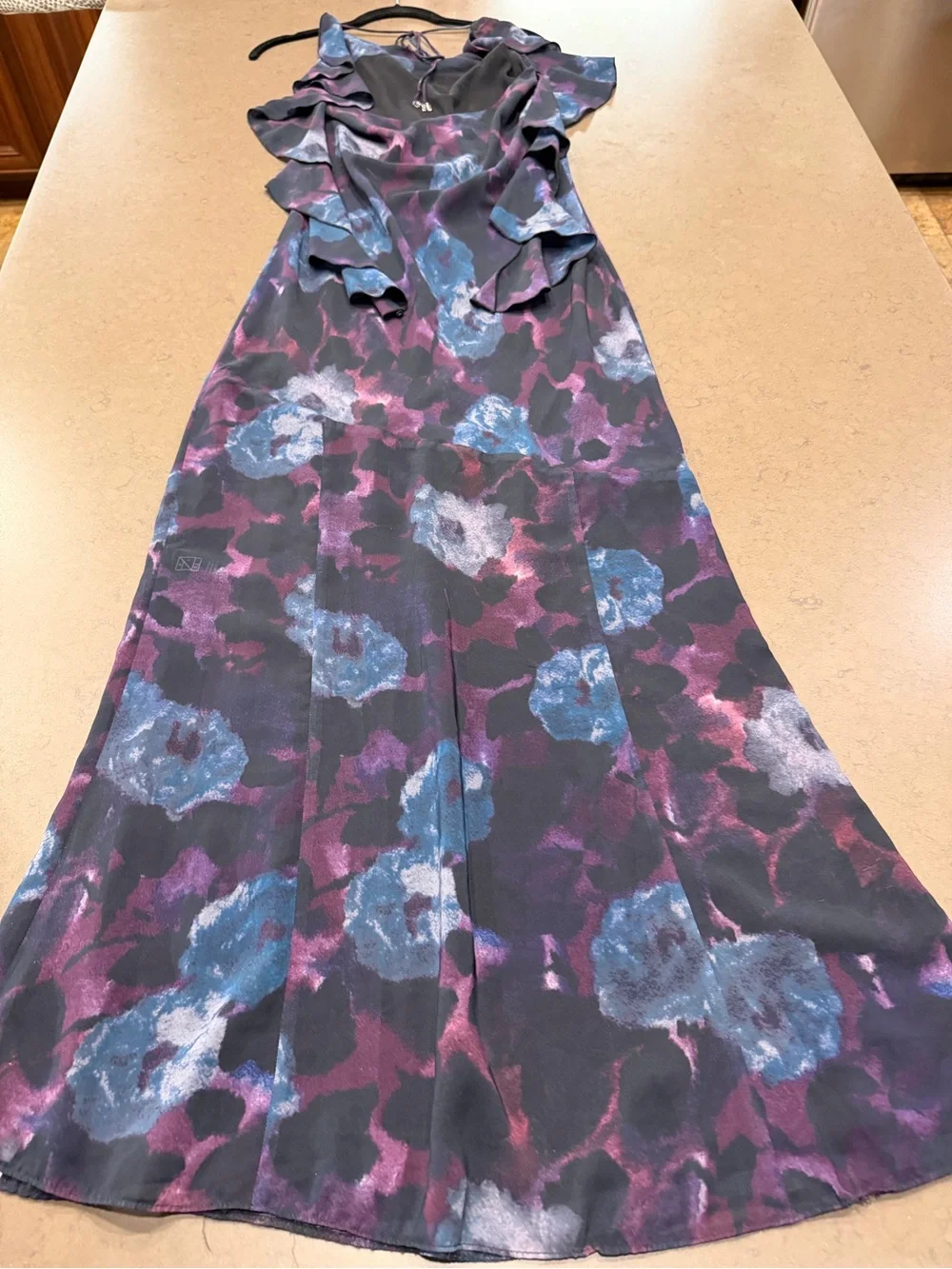 ROTATE Chiffon Maxi Ruffle Dress Sz: 4 - Picture 10 of 15